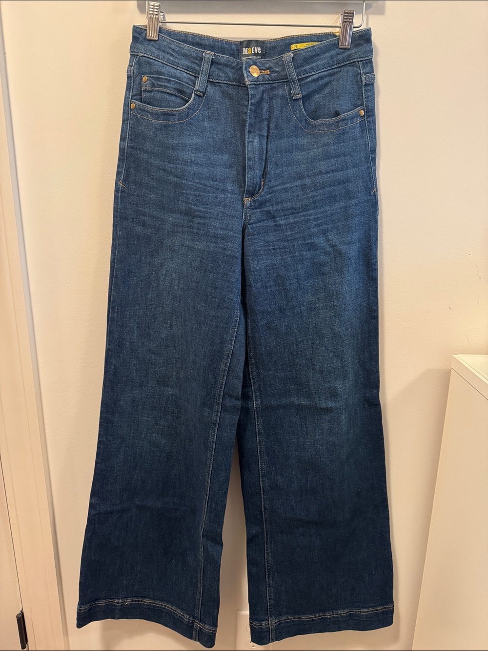 Maeve by Anthropologie Dark Blue High-Rise Wide-Leg Jeans